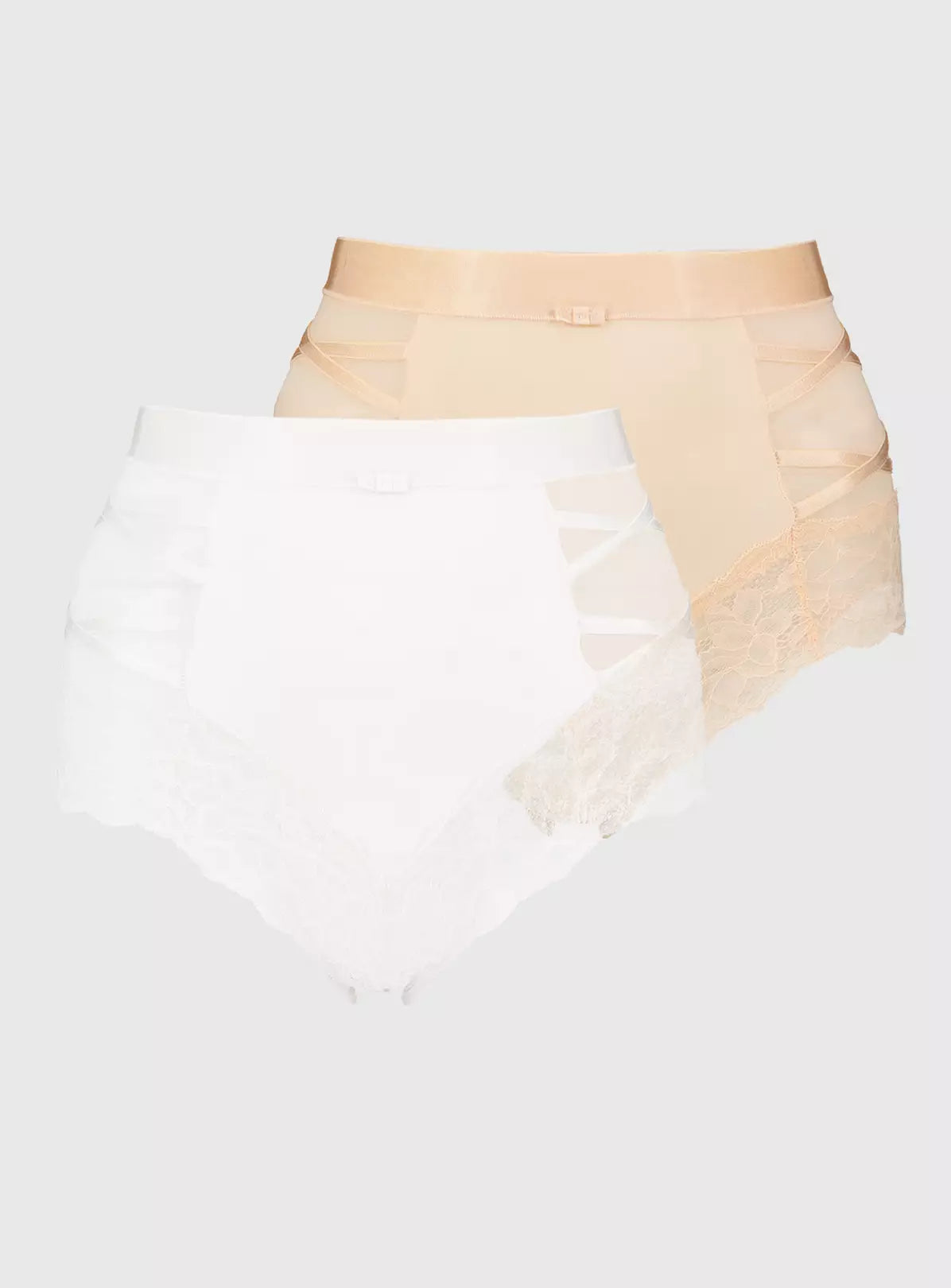  Secret Shaping Ivory Criss-Cross Lace Trim Knickers 2 Pack -