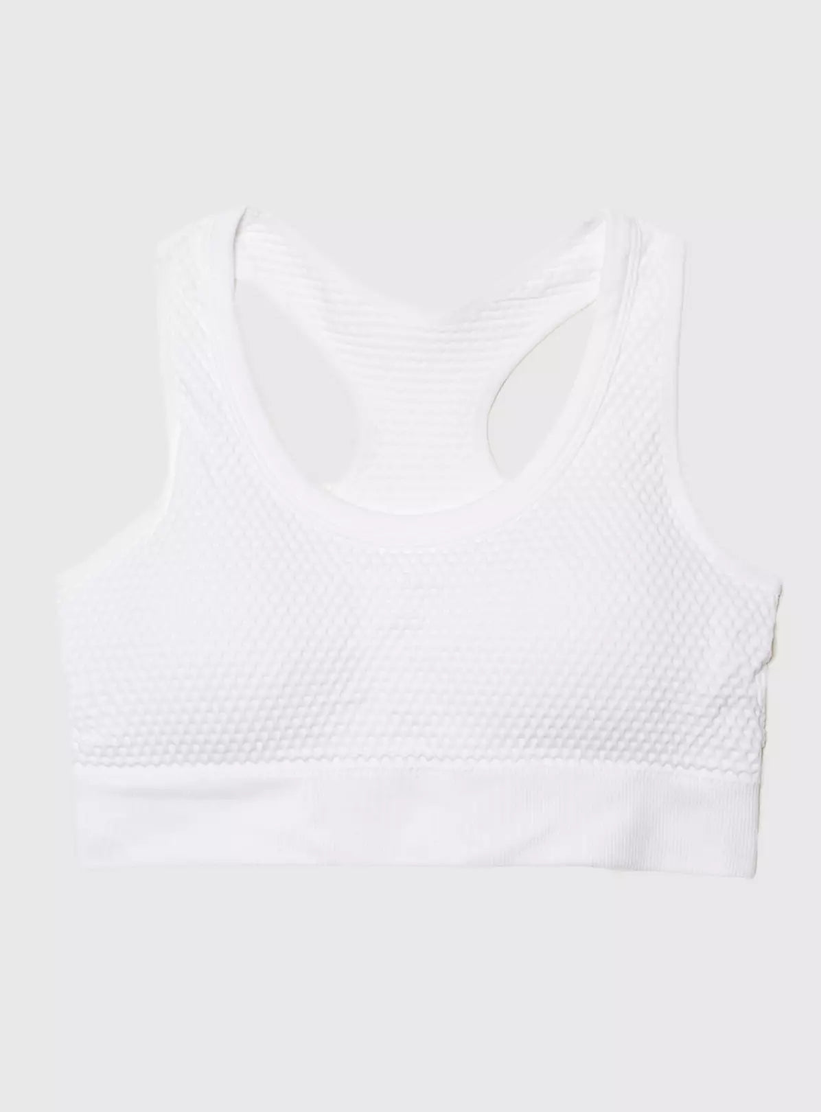  White Waffle Seamless Stretch Crop Top XL