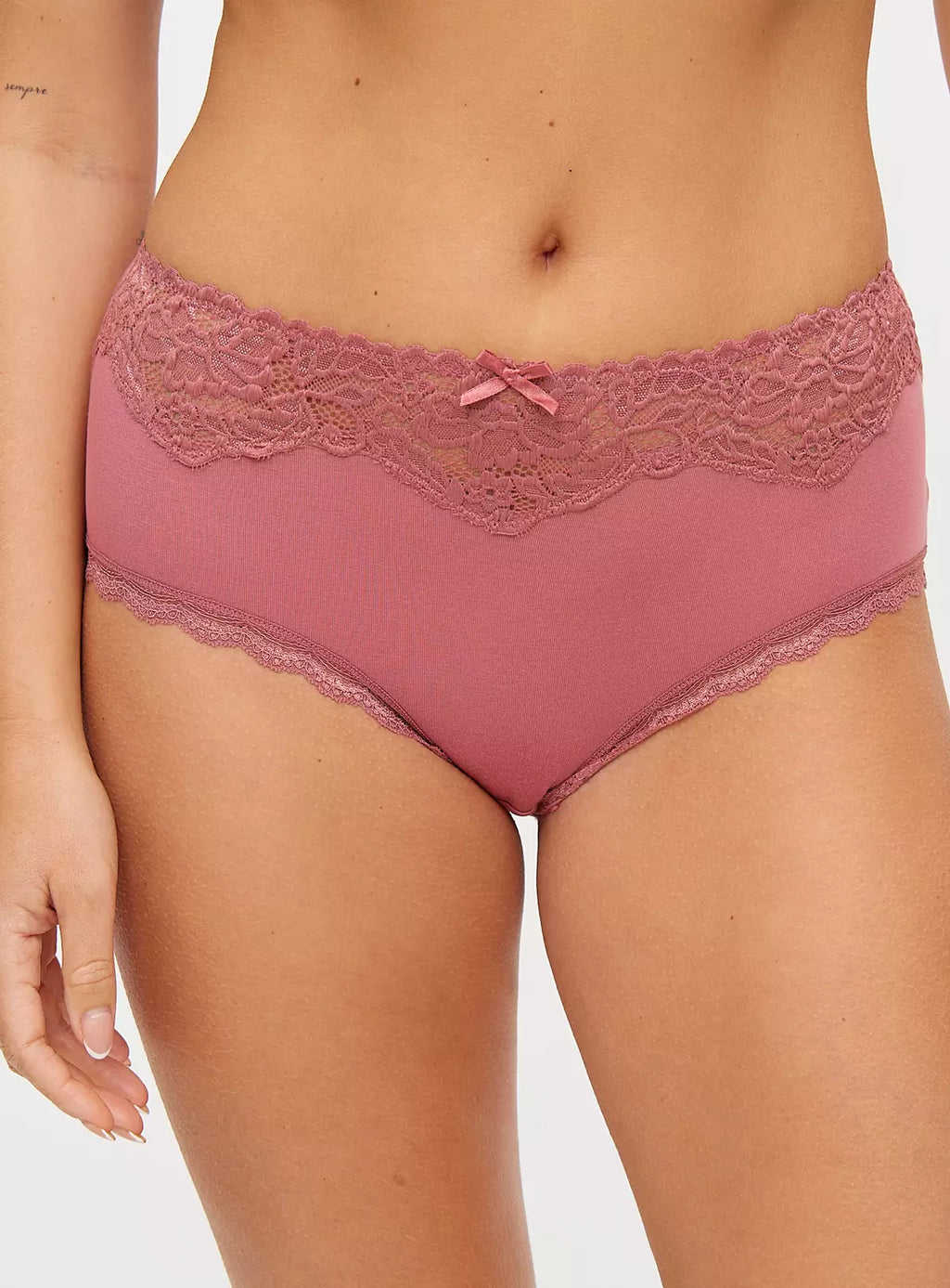 Grey, Pink & Black Lace Top Midi Knickers 3 Pack 14