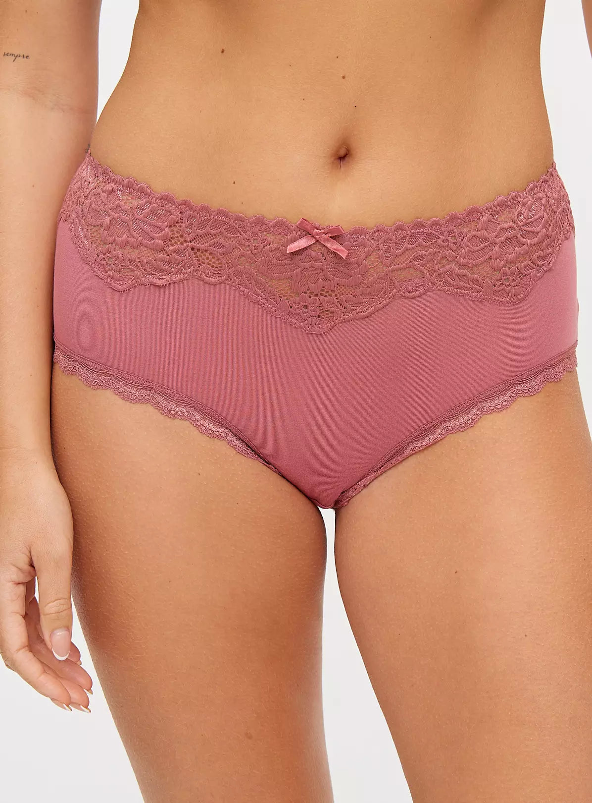  Grey, Pink & Black Lace Top Midi Knickers 3 Pack 14