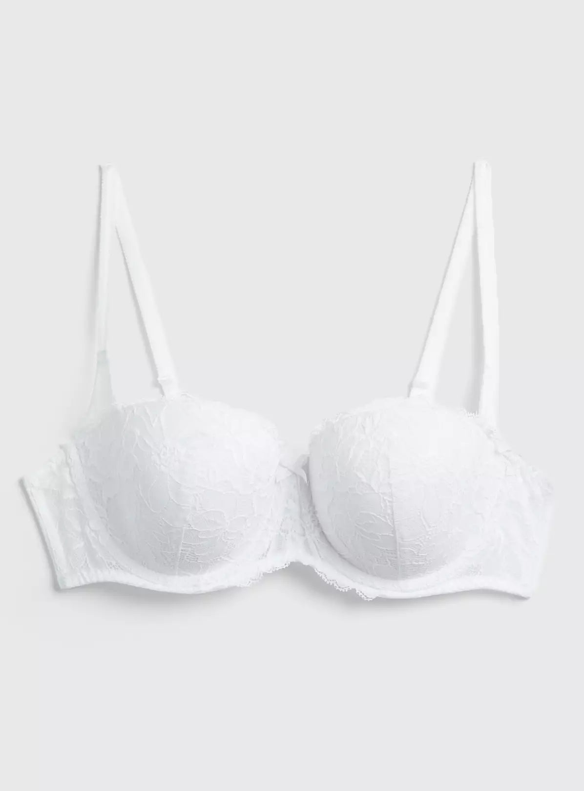  A-E White Recycled Lace Balcony Bra 34E