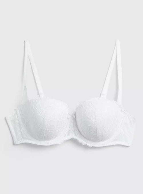  A-E White Recycled Lace Balcony Bra 34E