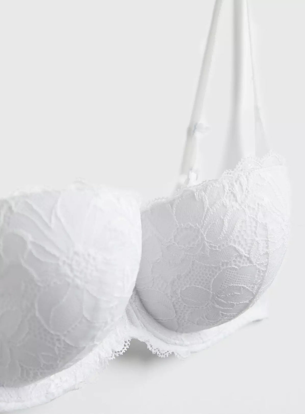  A-E White Recycled Lace Balcony Bra 34E