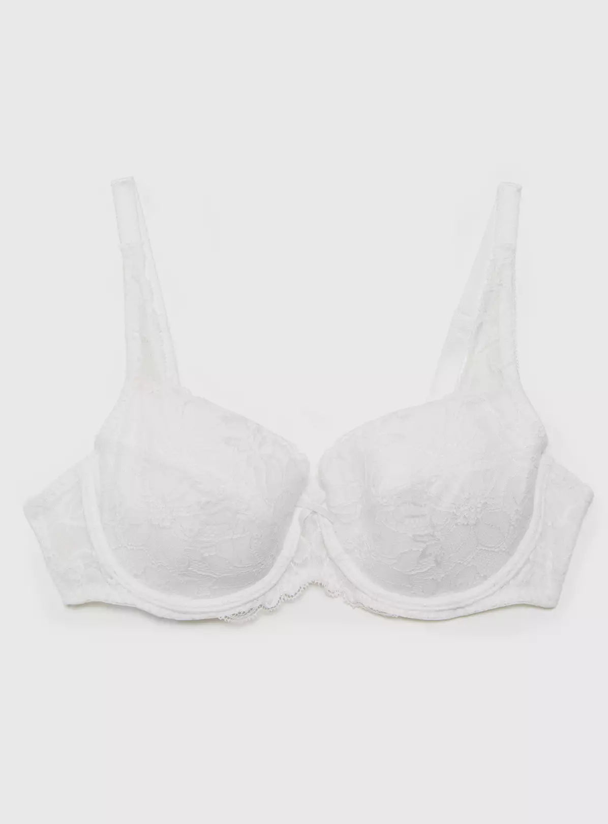  A-E White Recycled Lace Full Cup Comfort Bra 36A