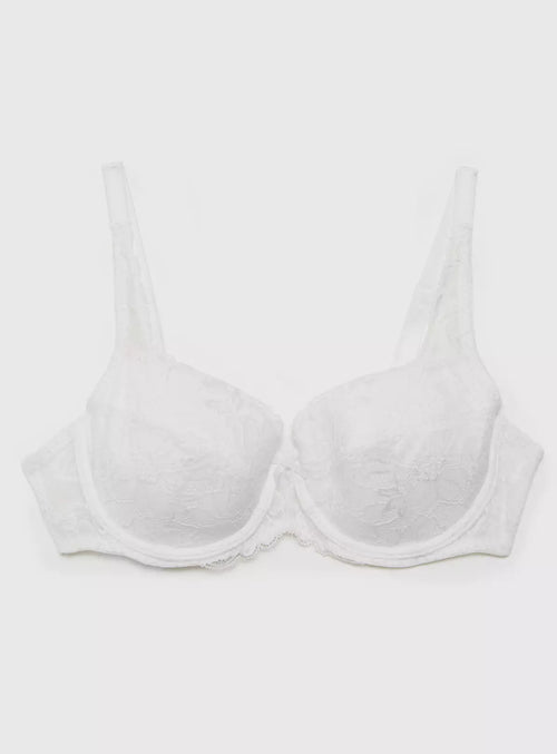  A-E White Recycled Lace Full Cup Comfort Bra 36A