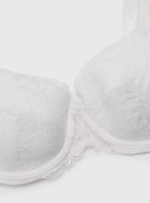  A-E White Recycled Lace Full Cup Comfort Bra 36A