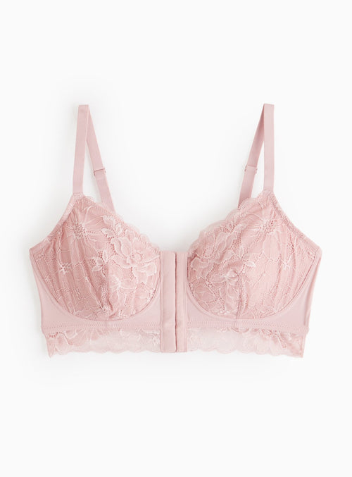  A-GG Pink Floral Lace Post Surgery Front Fastening Bra 40F