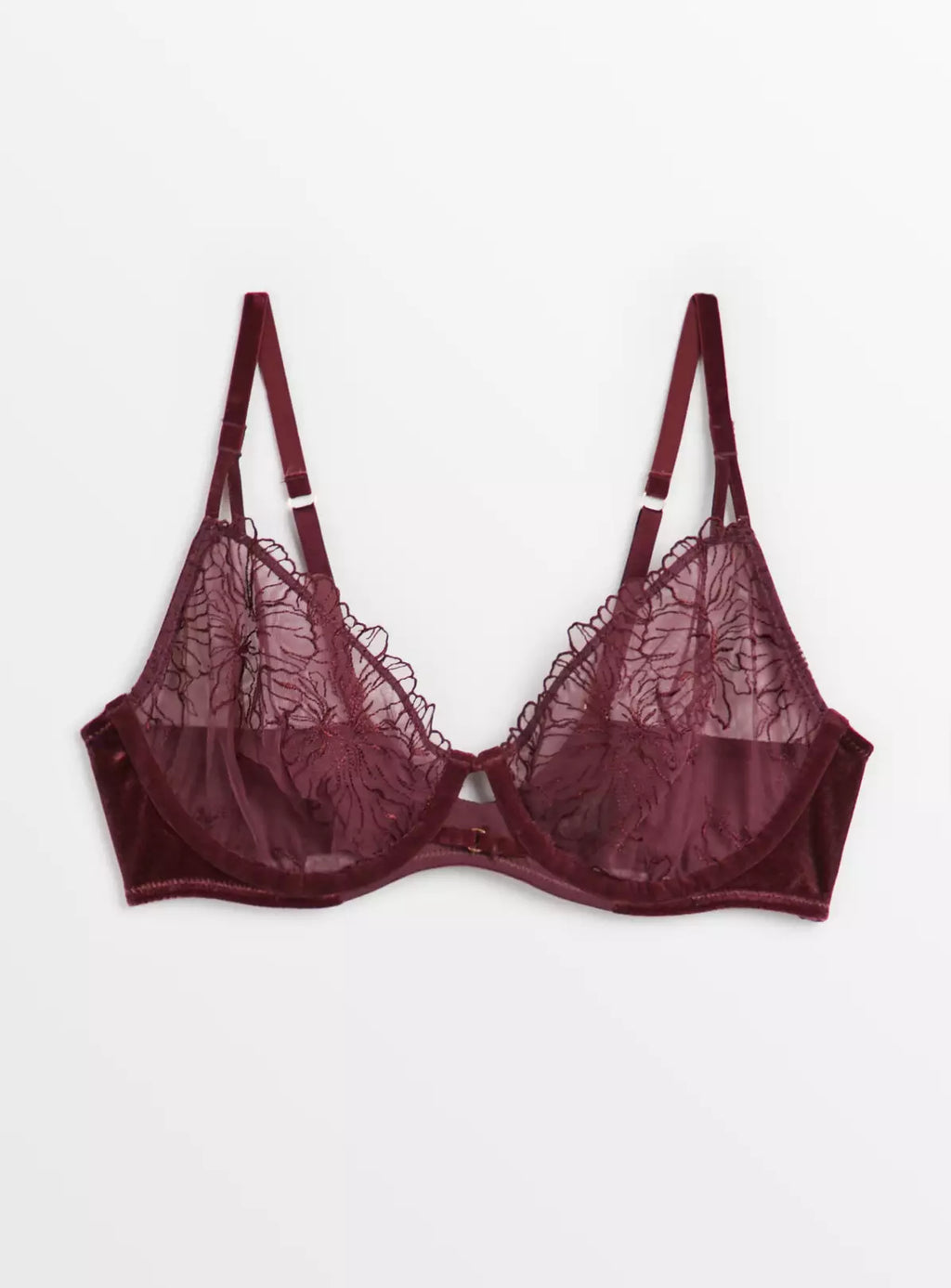 A-GG Boudoir Collection Aubergine Lace & Velvet Underwired Bra 32A