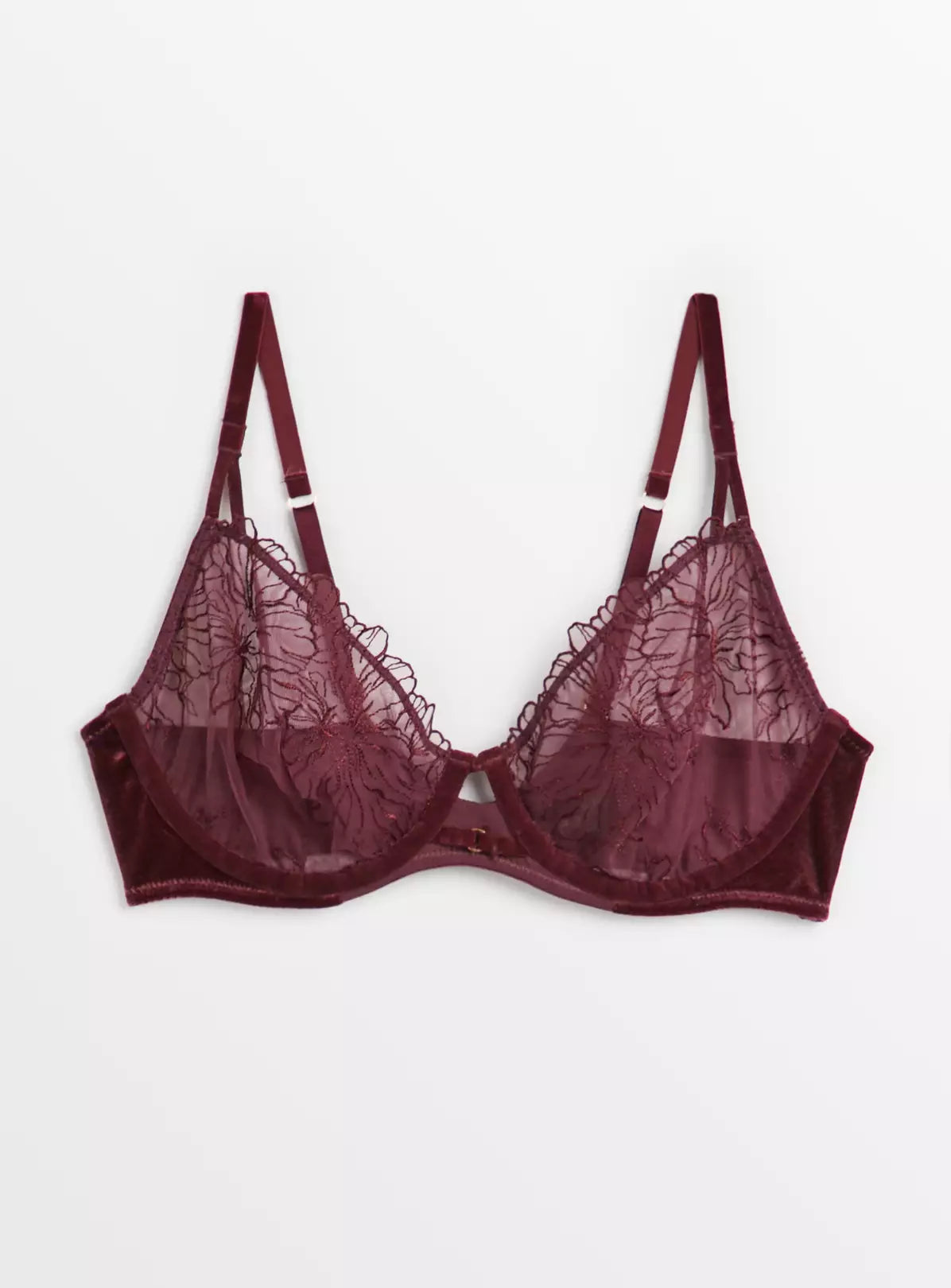  A-GG Boudoir Collection Aubergine Lace & Velvet Underwired Bra 36G