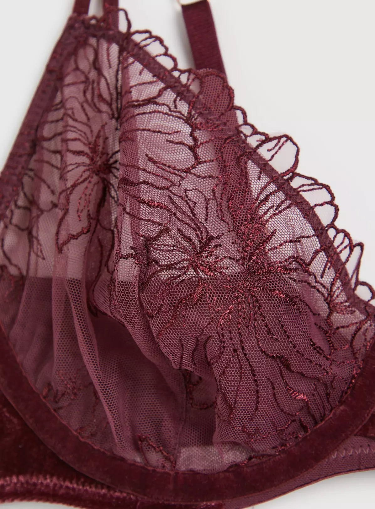  A-GG Boudoir Collection Aubergine Lace & Velvet Underwired Bra 32A