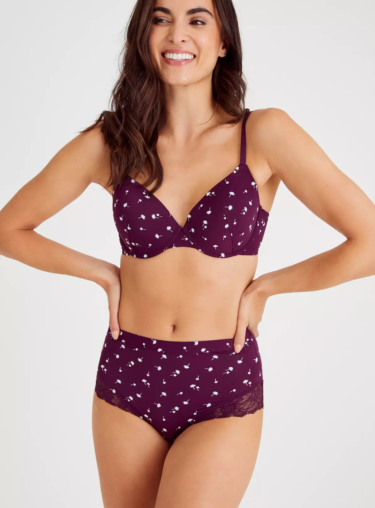  Purple Floral Lace Detail Full Knickers 6