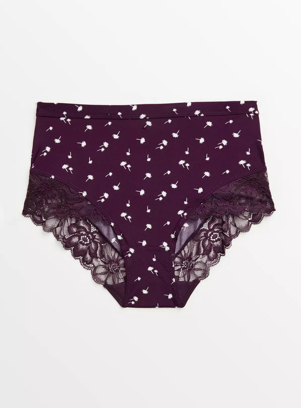  Purple Floral Lace Detail Full Knickers 6