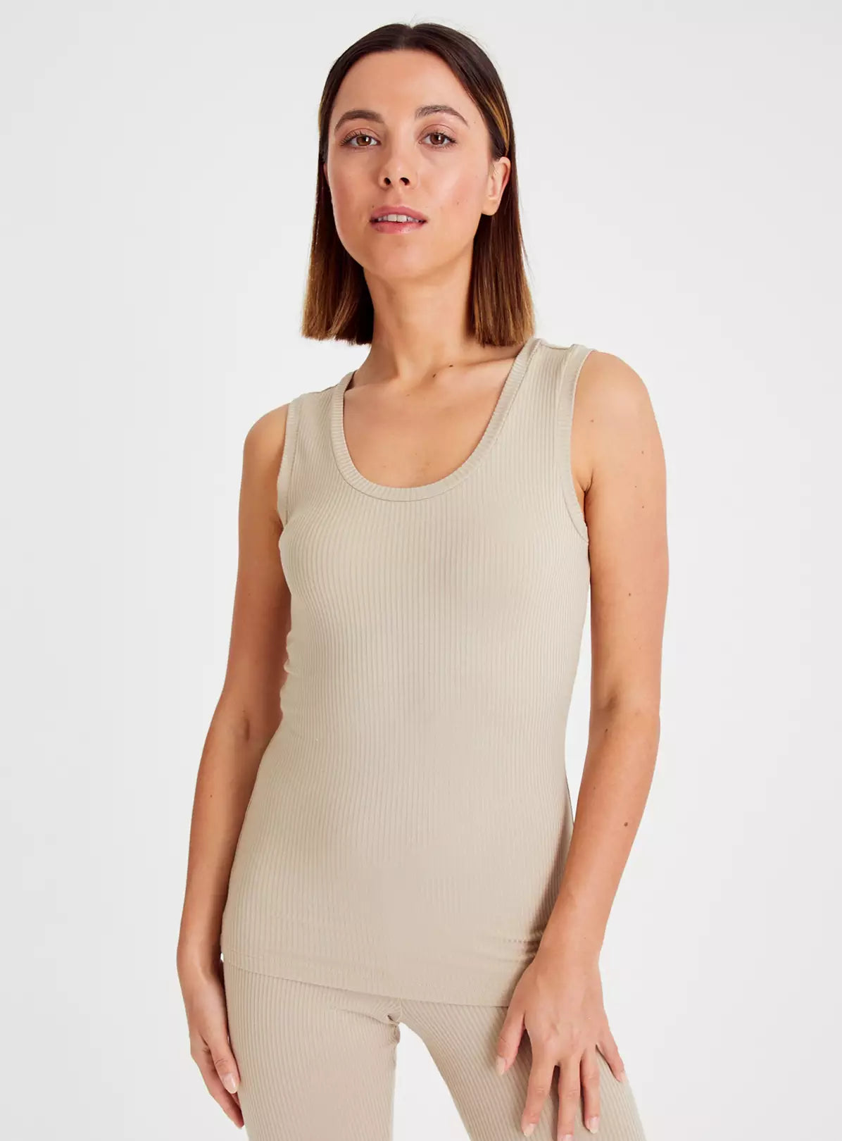  Oatmeal Thermal Heat Ribbed Vest 16