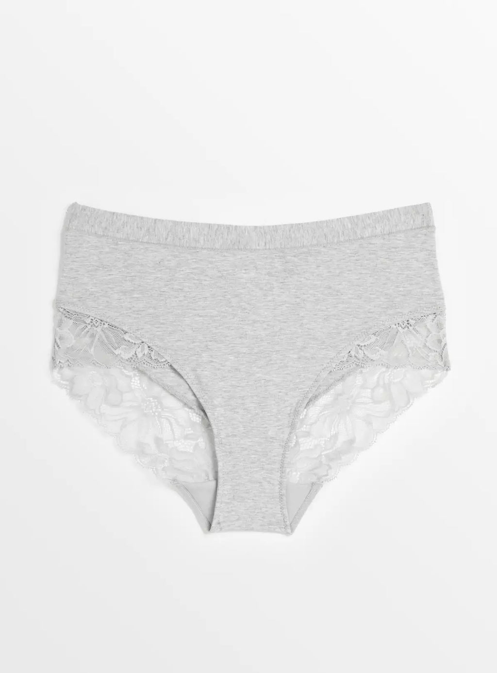  Grey Marl Floral Lace Full Knickers 8