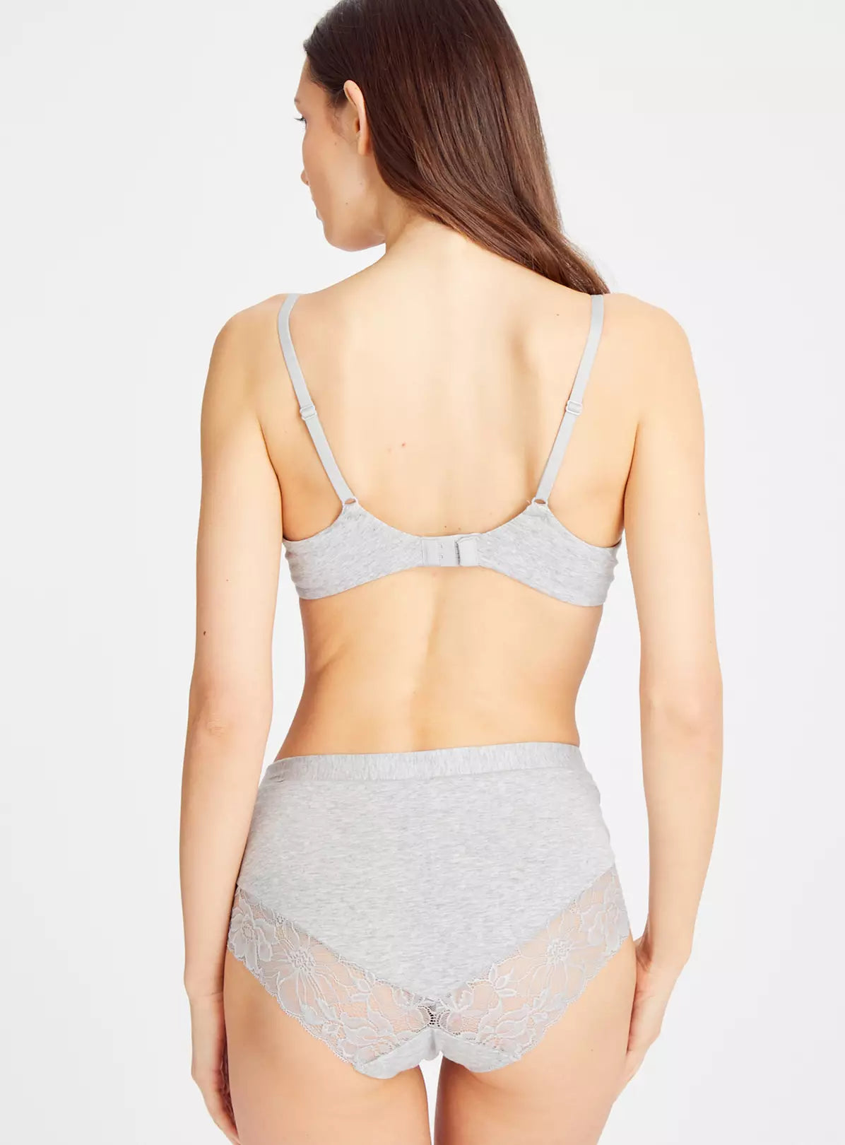  Grey Marl Floral Lace Full Knickers 8