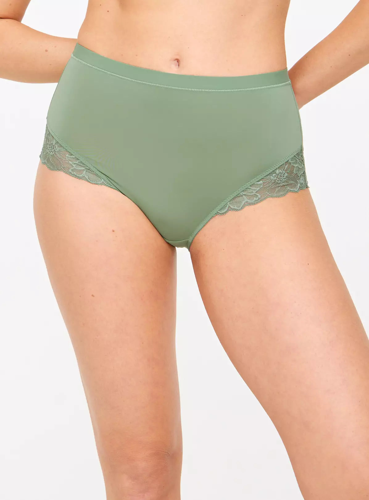  Khaki Floral Lace Full Knickers 18