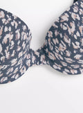  Navy Animal Print & Pink Marl Plunge T-Shirt Bra 2 Pack 34DD
