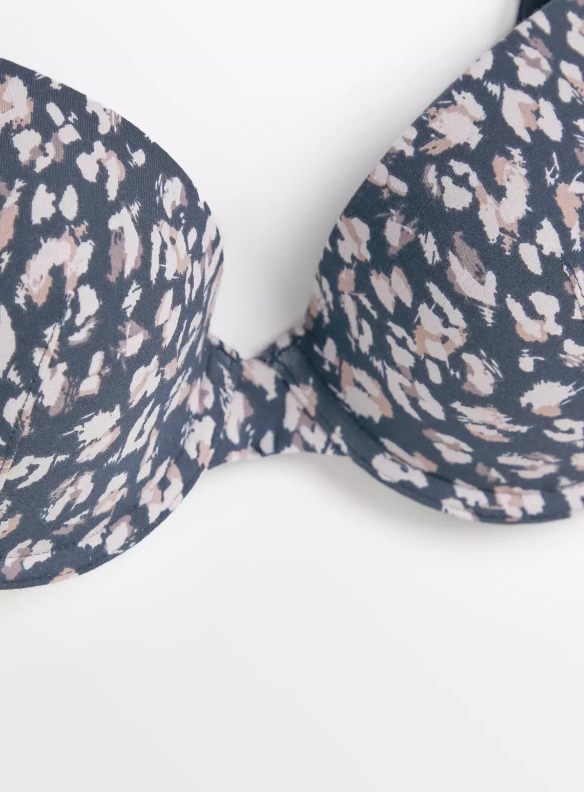  Navy Animal Print & Pink Marl Plunge T-Shirt Bra 2 Pack 34DD