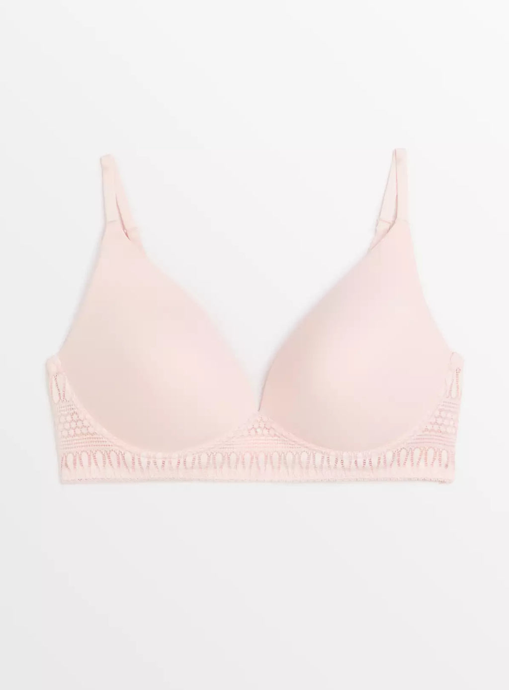  Light Pink Geometric Lace Plunge Bra 34C