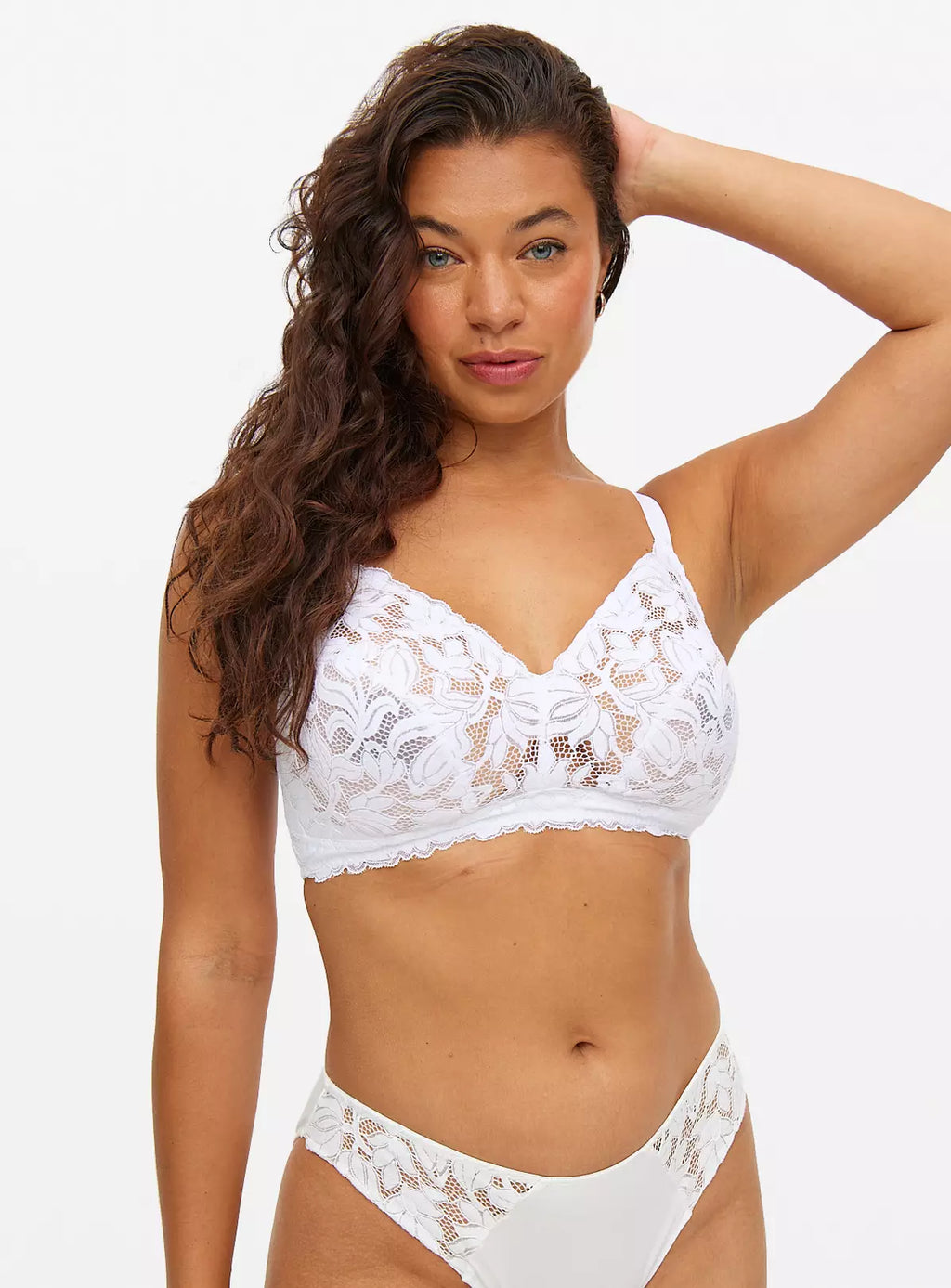  DD+ White Lace Non-Wired Bra 36DD