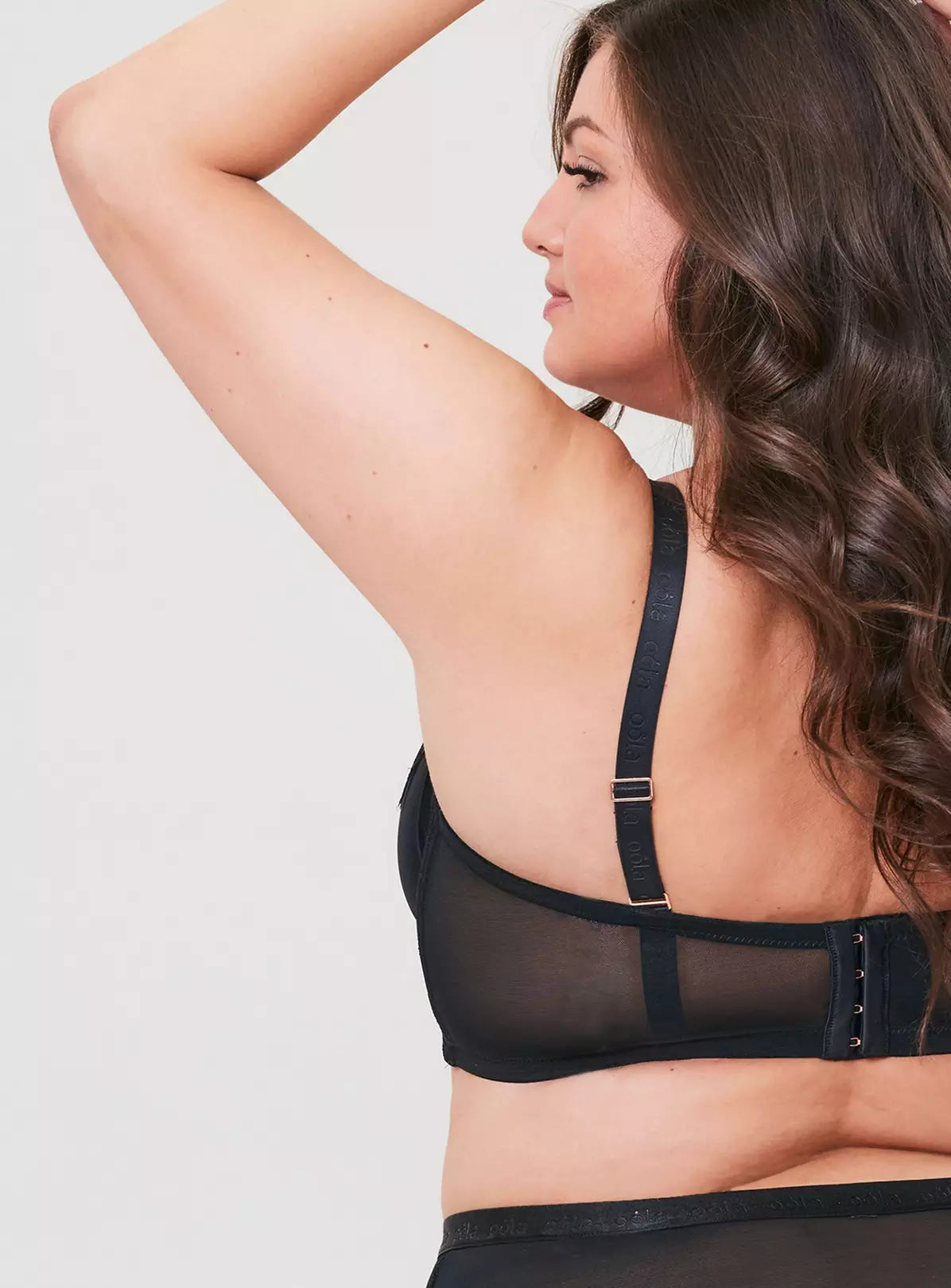  OOLA LINGERIE Lace & Logo Longline Underwired Bra 46F
