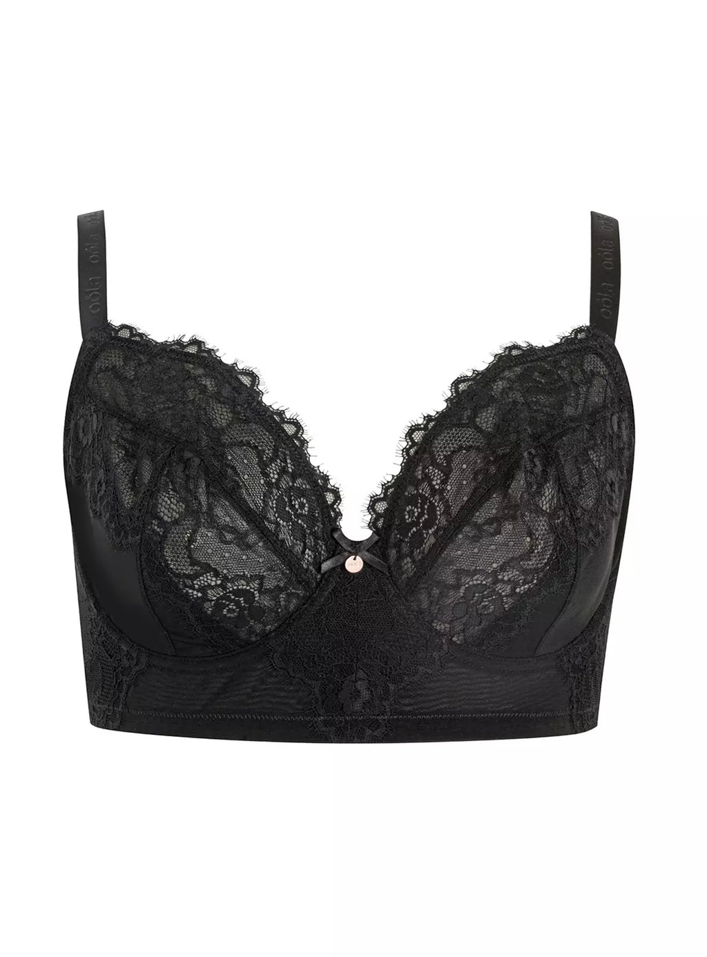 OOLA LINGERIE Lace & Logo Longline Underwired Bra 46F