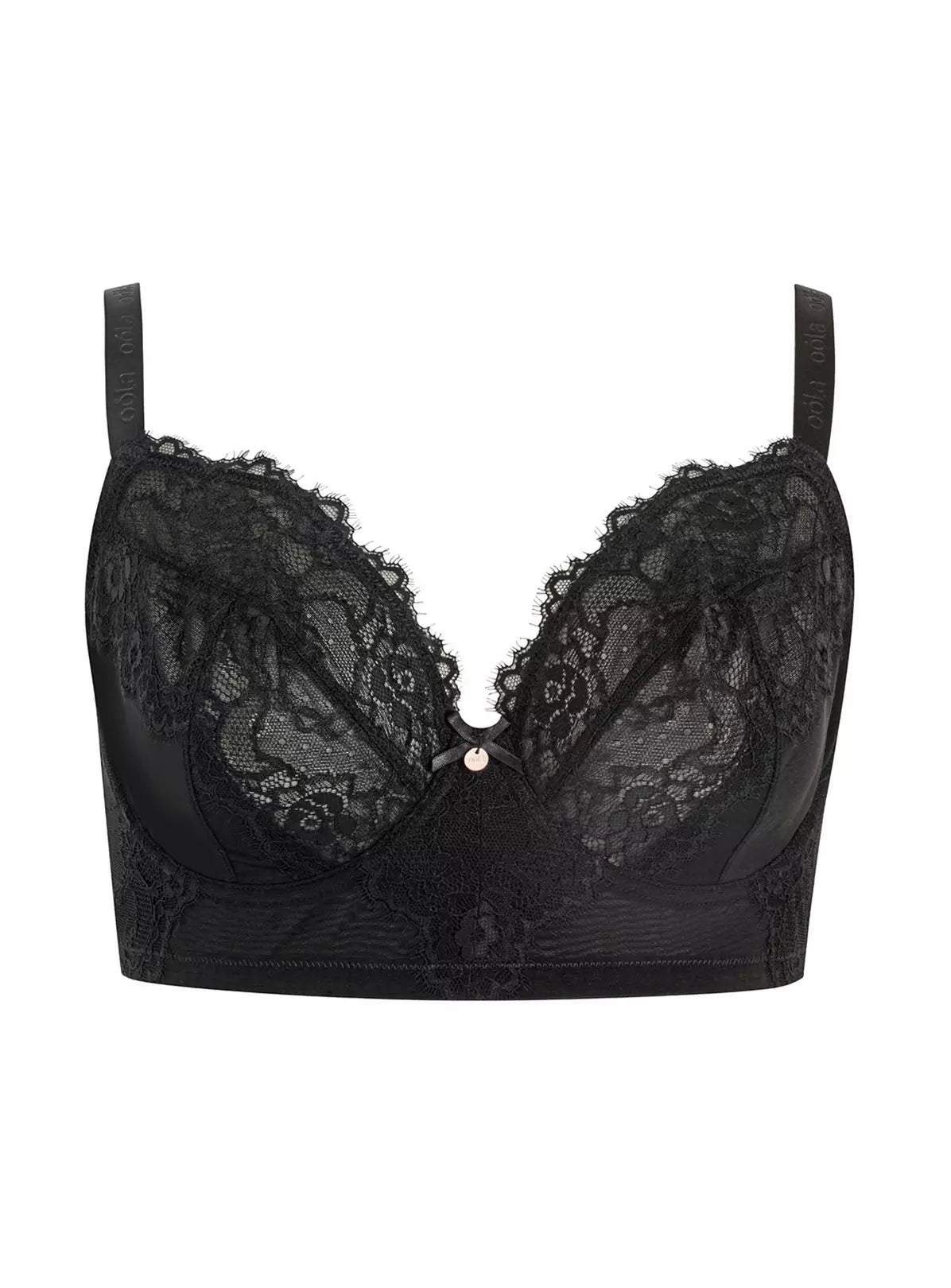  OOLA LINGERIE Lace & Logo Longline Underwired Bra 46F