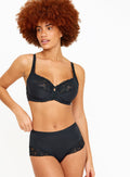  DD+ Black Floral Lace Underwired Bra 38DD