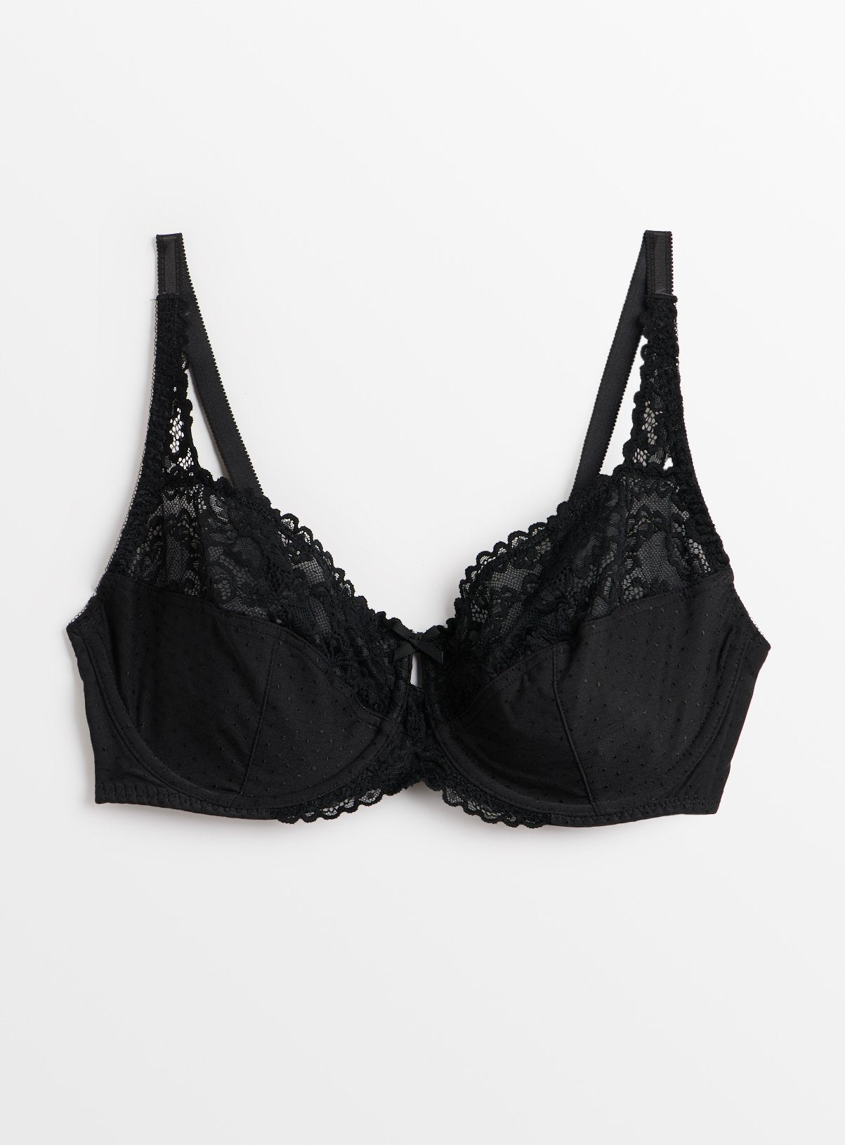  DD+ Black Floral Lace Underwired Bra 38DD