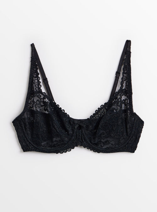  Black Lace Full Cup Underwired Bra 40E
