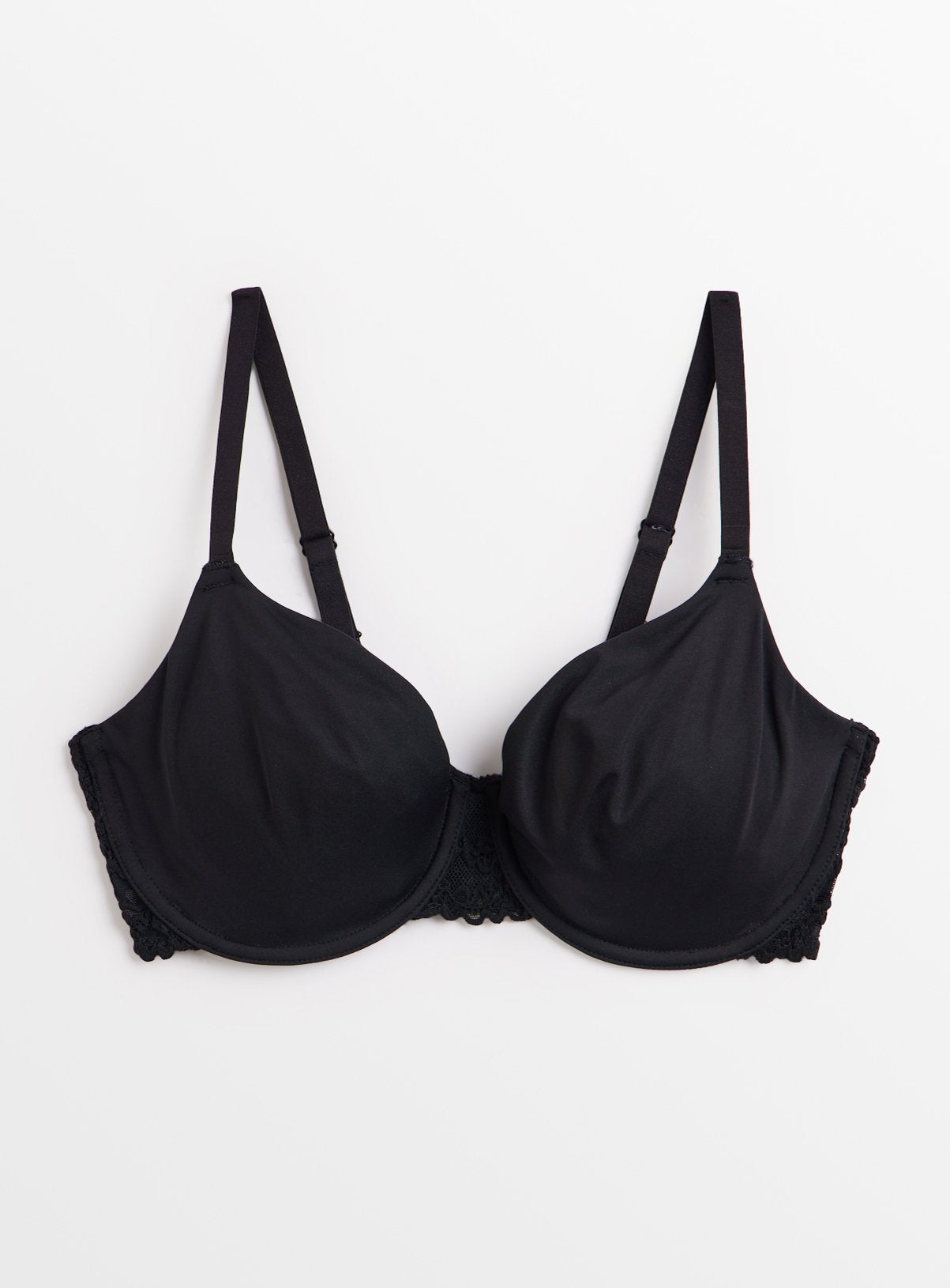  DD+ Black Dual Moulded Lace Padded Bra 40F