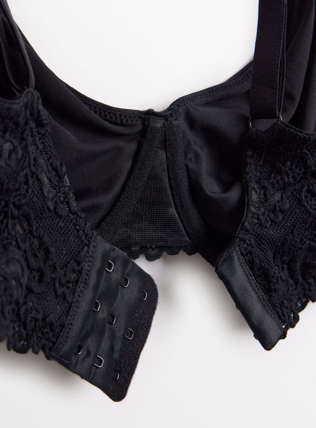  DD+ Black Dual Moulded Lace Padded Bra 40F
