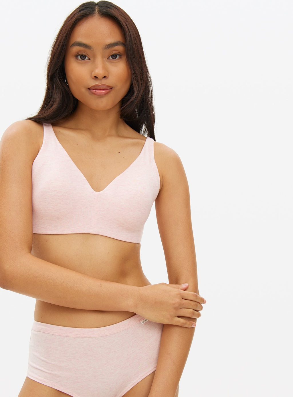  Cottonform™Pink Ribbed Plunge Bra 36DD