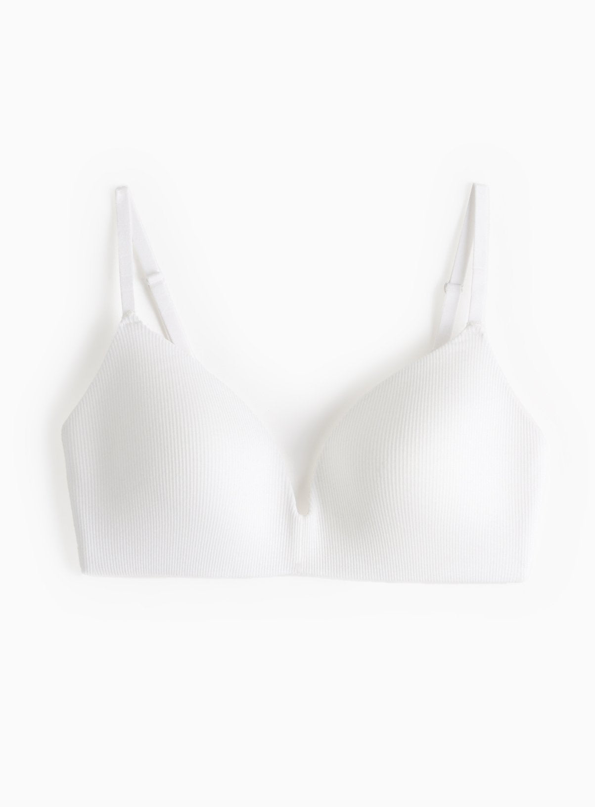  Cottonform™ White Ribbed Bralette 34E