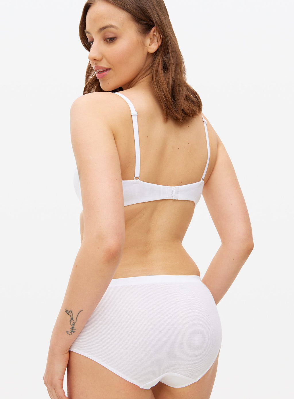  Cottonform™ White Ribbed Bralette 34E