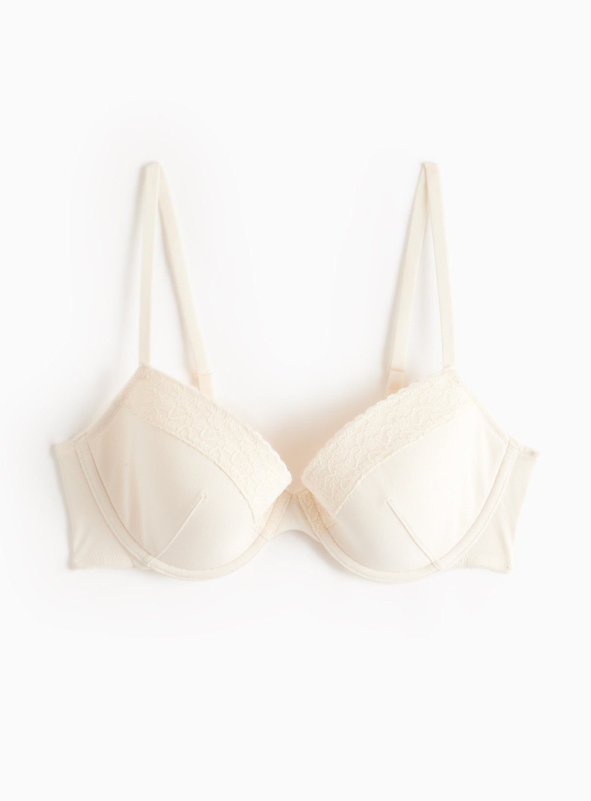  Ivory Lace Trim Underwired T-Shirt Bra 40E