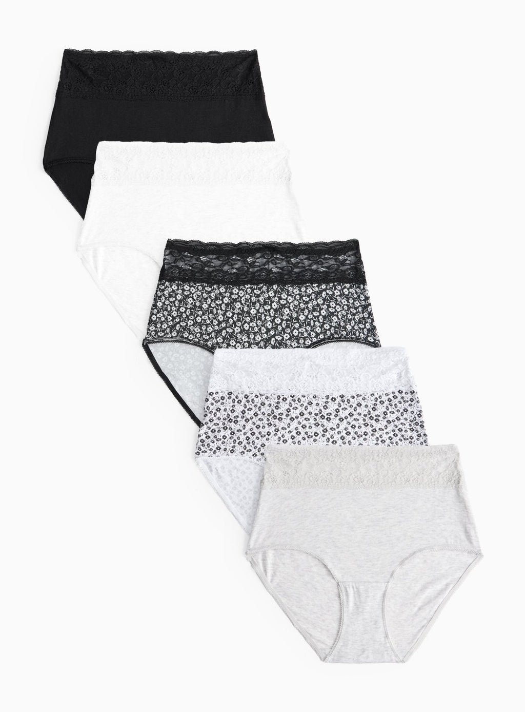  Mono Floral Comfort Lace Full Knickers 5 Pack 14
