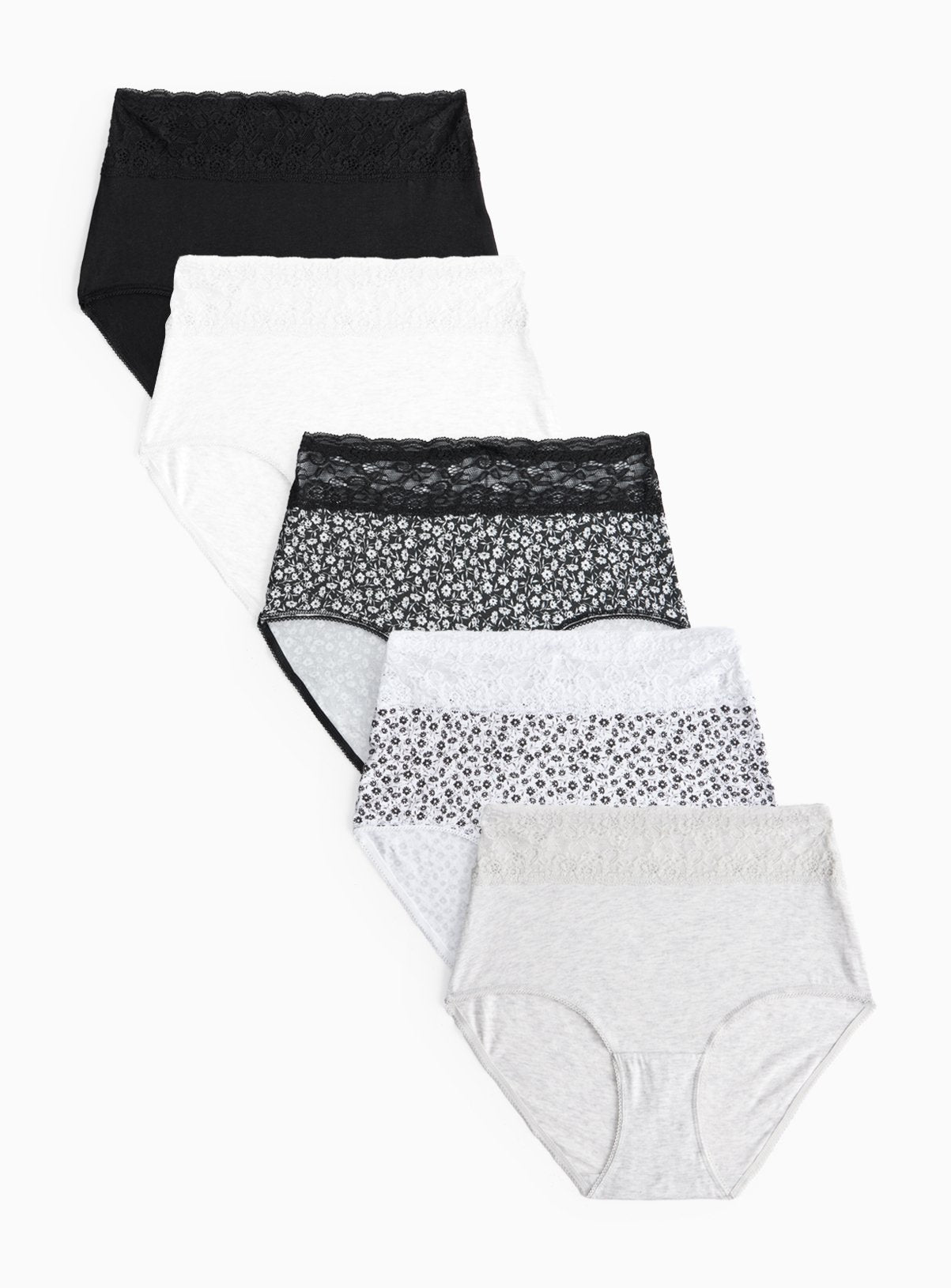  Mono Floral Comfort Lace Full Knickers 5 Pack 14