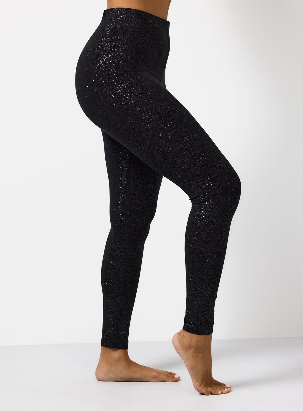  Black Glitter Medium Warmth Thermal Leggings L