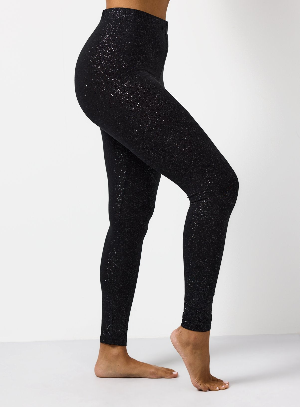  Black Glitter Medium Warmth Thermal Leggings L