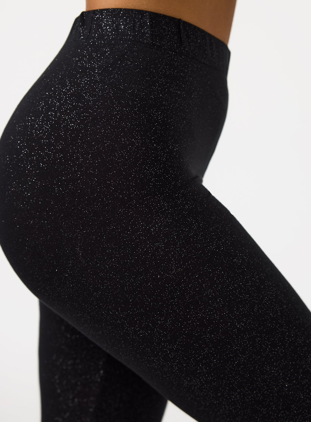  Black Glitter Medium Warmth Thermal Leggings L