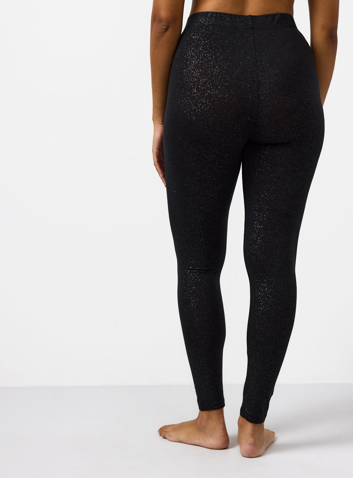  Black Glitter Medium Warmth Thermal Leggings L