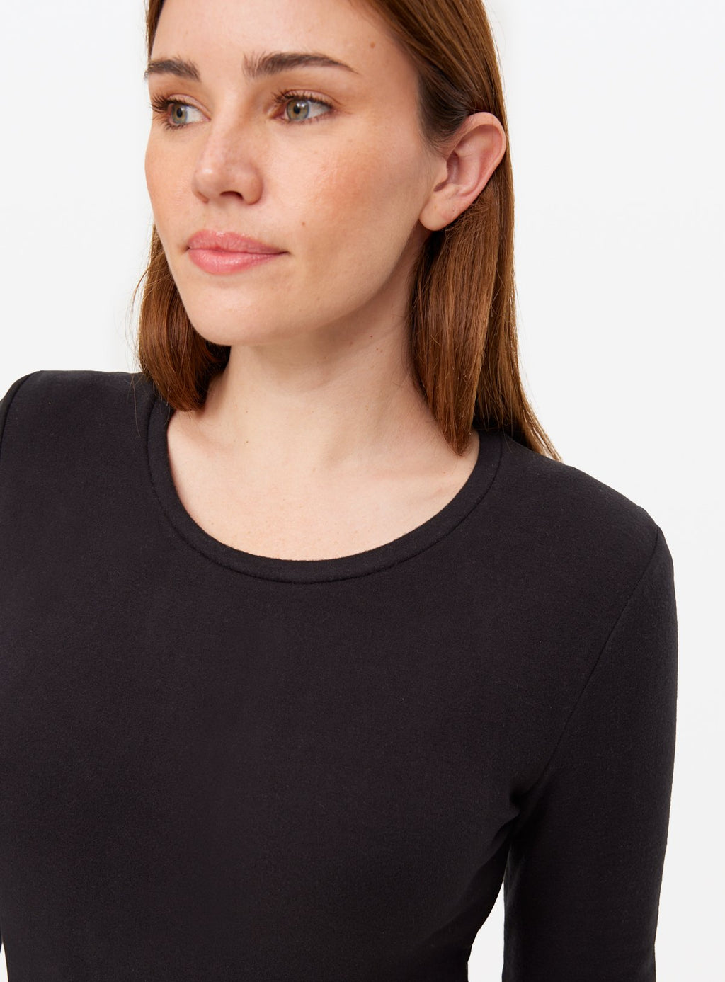  Black Thermal Fleece Long Sleeve Crew Neck Top M