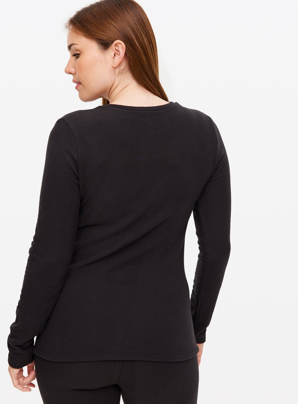  Black Thermal Fleece Long Sleeve Crew Neck Top M