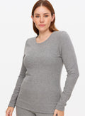  Grey Thermal Fleece Long Sleeve Crew Top L