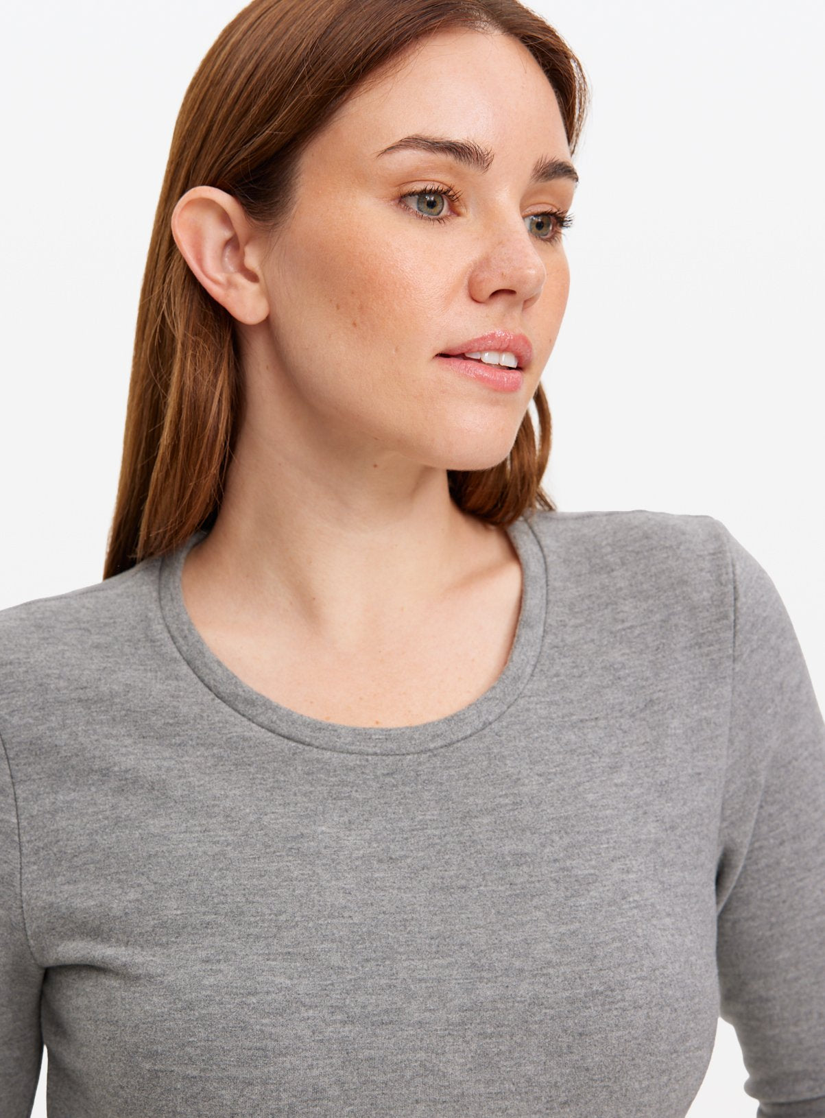  Grey Thermal Fleece Long Sleeve Crew Top L