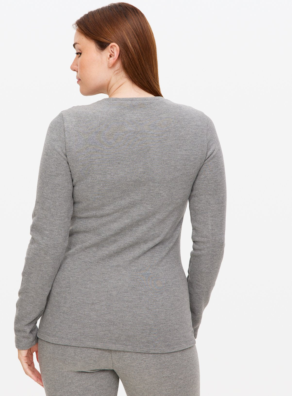  Grey Thermal Fleece Long Sleeve Crew Top L