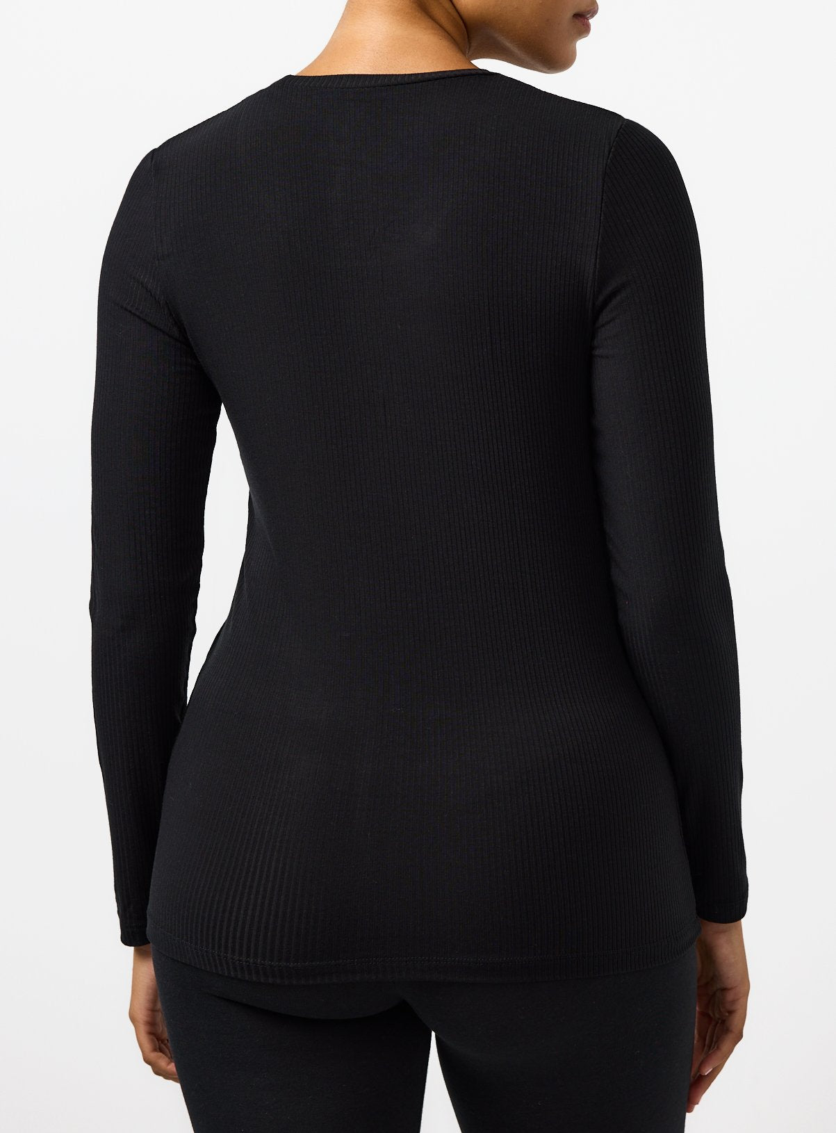  Black Thermal Medium Warmth Ribbed Top L