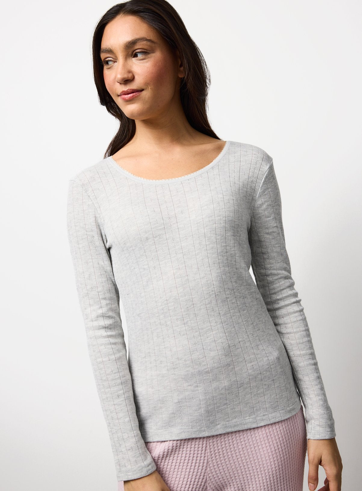  Maximum Warmth Pointelle Long Sleeve Thermal Tops 2 Pack XL