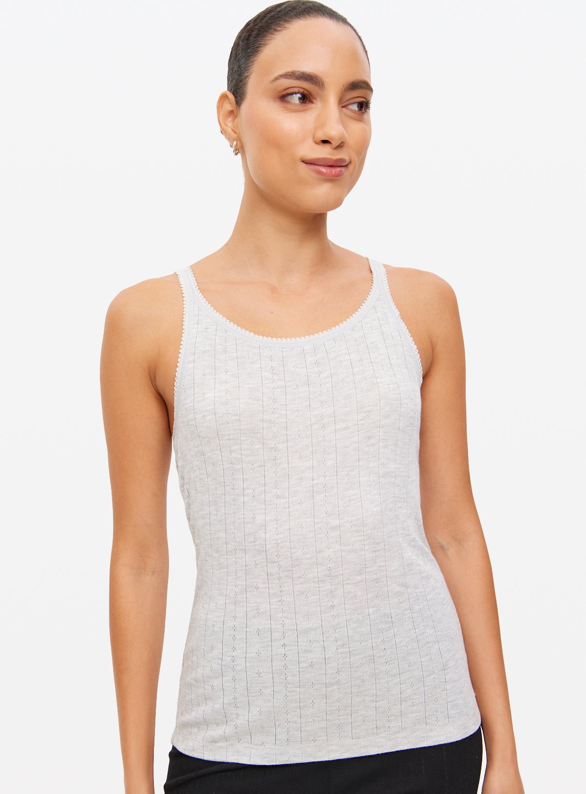  Pointelle Thermal Cami Tops 2 Pack L